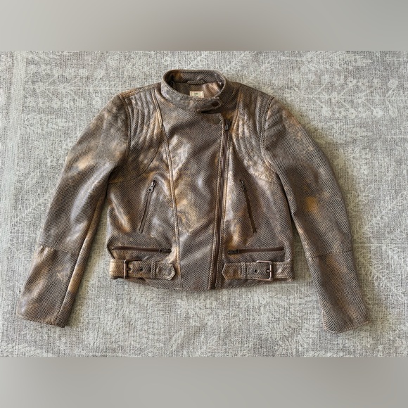 FP We the Free Fenix Vegan Snakeskin Jacket Womens Size Medium Snake Skin Print - Picture 3 of 11